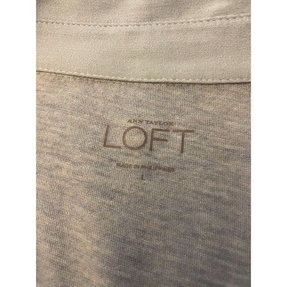 LOFT - Light Blue Mixed Media Button Up Shirt - Sz L - Picture 8 of 9